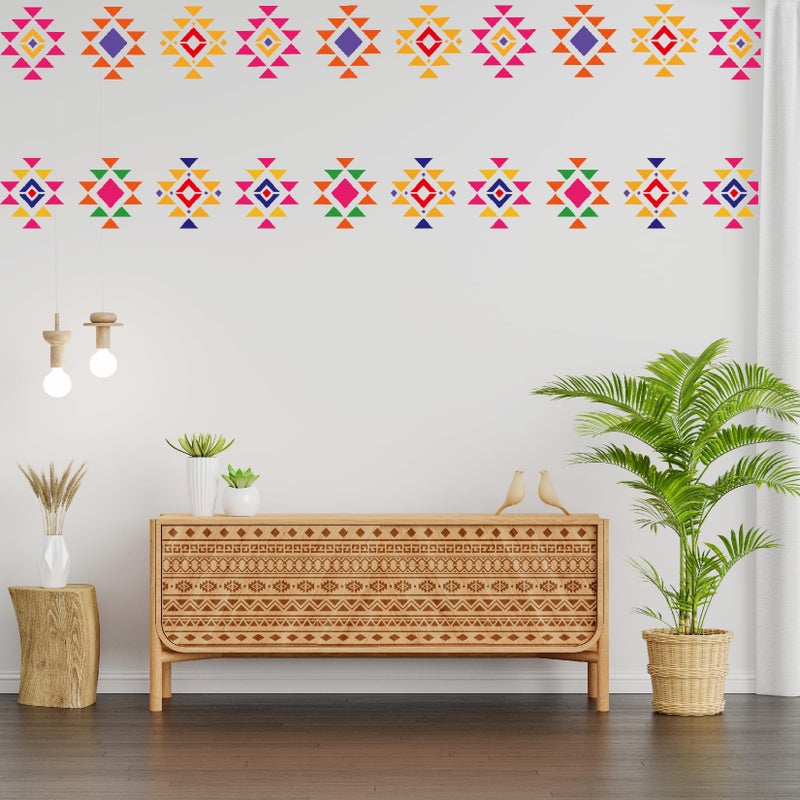 yhslmh Tribal Geometric Stencils for Painting on Wood Furniture Wall Reusable Canvas Aztec Stencil for Crafts Kids Boho Drawing Card Making Pattern Decorative (Aztec) - Image 5